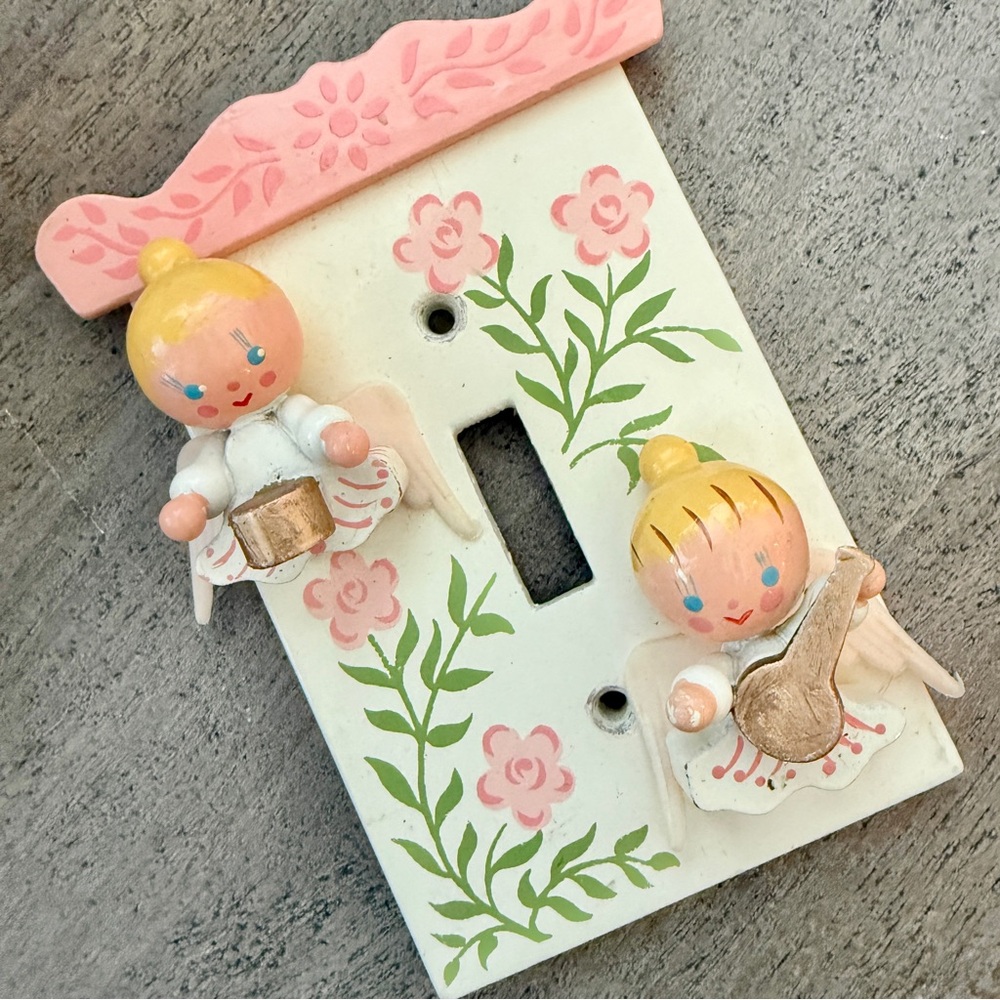Vintage Irmi Hand-Painted Angel Switch Cover